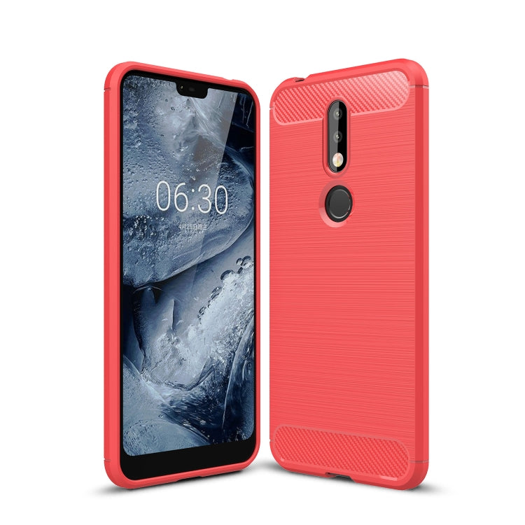 Brushed Texture Carbon Fiber Soft TPU Case for Nokia 7.1(Red) - free shipping - PMC TechLife - Order now!