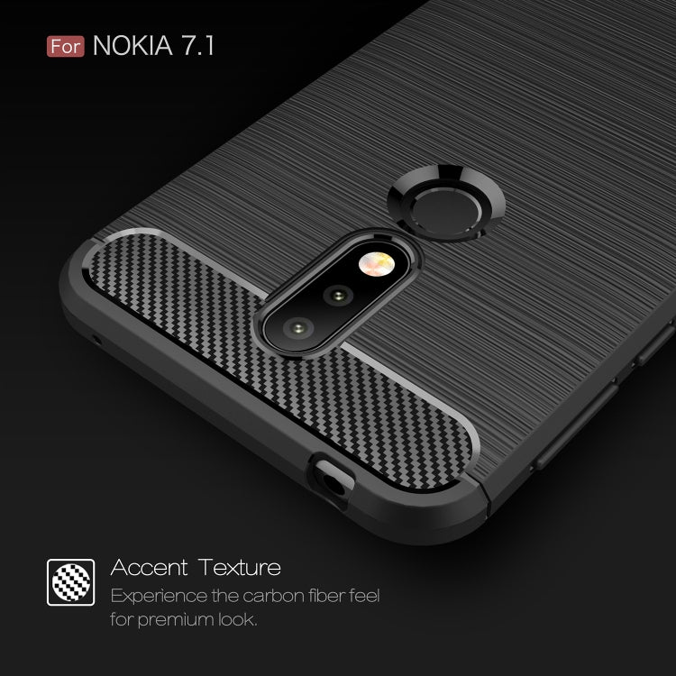 Brushed Texture Carbon Fiber Soft TPU Case for Nokia 7.1(Red) - free shipping - PMC TechLife - Order now!