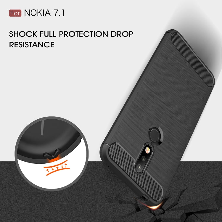 Brushed Texture Carbon Fiber Soft TPU Case for Nokia 7.1(Red) - free shipping - PMC TechLife - Order now!