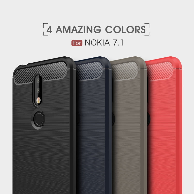 Brushed Texture Carbon Fiber Soft TPU Case for Nokia 7.1(Red) - free shipping - PMC TechLife - Order now!