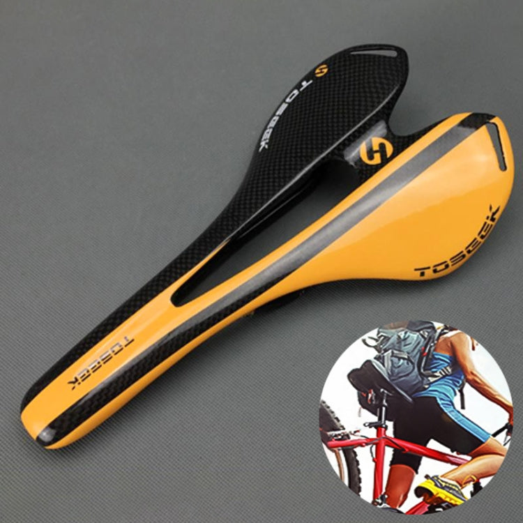 TOSEEK Road Bike Carbon Fiber Seat Bicycle Hollow Seat Saddle, 3K Texture + Light (Orange) - free shipping - PMC TechLife - Order now!