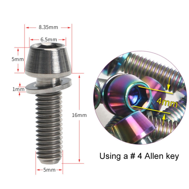 TOSEEK Bicycle Handlebar Stem Screw Titanium Alloy M5x16mm Mountain Bike  Fixed Gear Handlebar Stem Screw with Gasket (Titanium Color) - Bicycle Grips by TOSEEK | Online Shopping South Africa | PMc TechLife | Buy Now Pay Later Mobicred