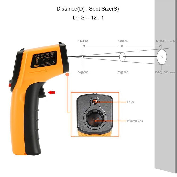 GM333 Portable Digital Laser Point Infrared Thermometer, Temperature Range: -50-400 Celsius Degree - free shipping - PMC Jewellery - Order now!