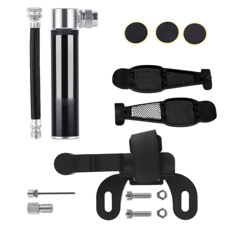 Manual Mini Portable Bicycle Aluminum Alloy Pump + Plastic glue-free tire patch + Tire lever (Black) - Bicycle Locks & Bicycle Pumps by PMC TechLife | Online Shopping South Africa | PMC TechLife | Buy Now Pay Later Mobicred