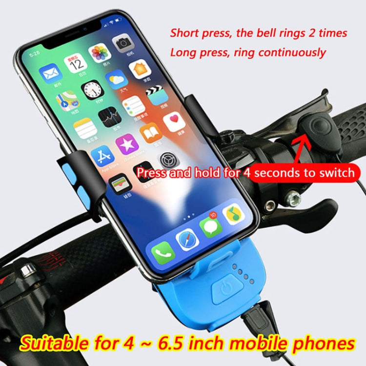 Multifunction 4  in 1 Phone Holder Bicycle Bell Cycling Lamp Flashlight(Blue) - Headlights by PMC TechLife | Online Shopping South Africa | PMC TechLife | Buy Now Pay Later Mobicred