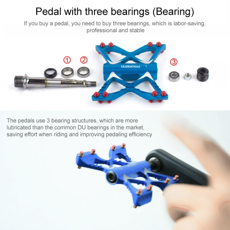 PROMEND PD-M56 1 Pair Mountain Bicycle Aluminum Alloy 3-Bearings Pedals (Gold) - free shipping - PMc TechLife - Order now!