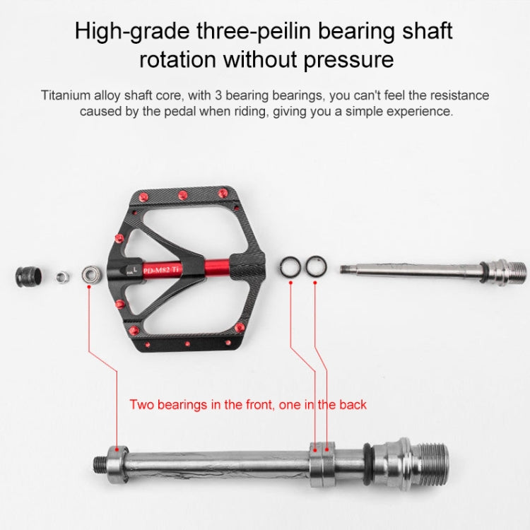 PROMEND PD-M82-TI 1 Pair Mountain Bicycle Titanium Alloy Shaft 3-Bearings Wide Pedals (Black) - free shipping - PMc TechLife - Order now!