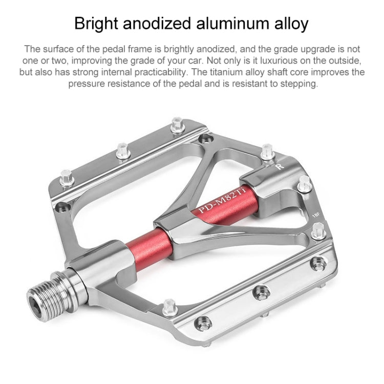 PROMEND PD-M82-TI 1 Pair Mountain Bicycle Titanium Alloy Shaft 3-Bearings Wide Pedals (Red) - free shipping - PMc TechLife - Order now!