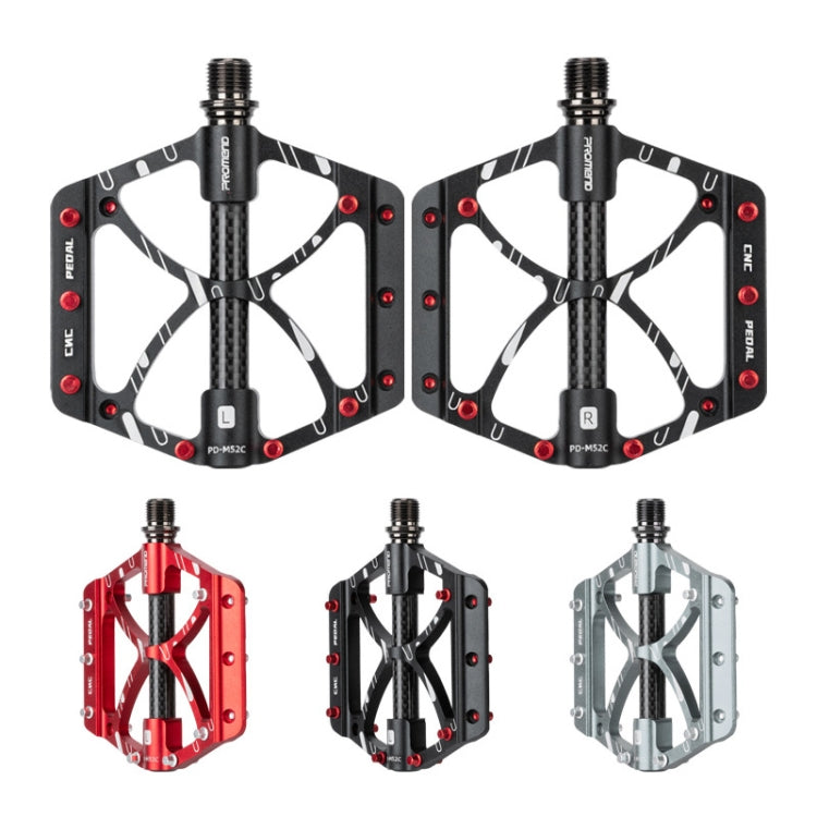 PROMEND PD-M52C 1 Pair Bicycle Aluminum Alloy + Carbon Fiber Tube Bearing Pedals (Titanium Color) - free shipping - PMc TechLife - Order now!