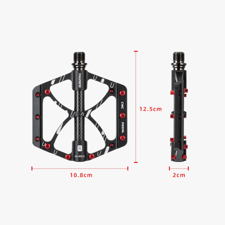PROMEND PD-M52C 1 Pair Bicycle Aluminum Alloy + Carbon Fiber Tube Bearing Pedals (Black) - free shipping - PMc TechLife - Order now!