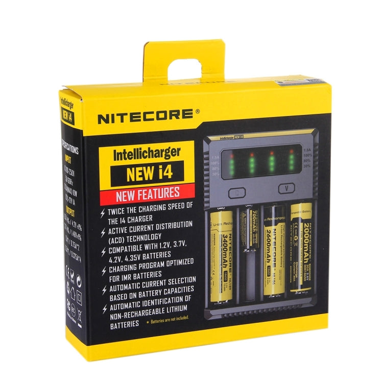 Nitecore NEW i4 Intelligent Digi Smart Charger with LED Indicator for 14500, 16340 (RCR123), 18650, 22650, 26650, Ni-MH and Ni-Cd (AA, AAA) Battery - Charger & Converter by PMC TechLife | Online Shopping South Africa | PMC TechLife | Buy Now Pay Later Mobicred