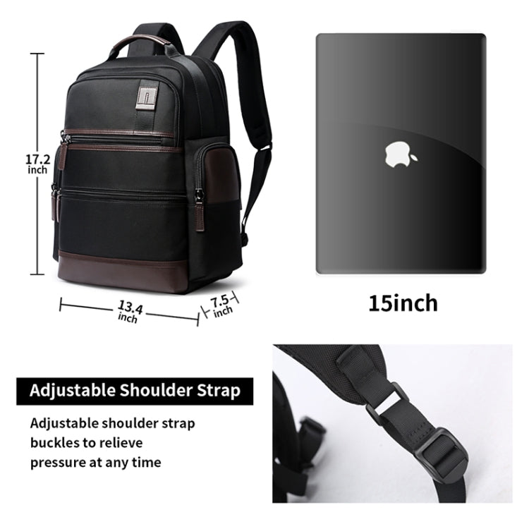 Bopai 751-007291 Business Anti-theft Waterproof Large Capacity Double Shoulder Bag,with USB Charging Port, Size: 34x19x43.5cm (Black) - free shipping - PMC Jewellery - Order now!