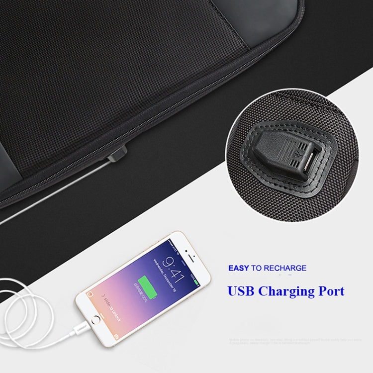 Bopai 851-009911 Business Anti-theft Waterproof Large Capacity Double Shoulder Bag,with USB Charging Port, Size: 30.5x13x45cm (Black) - free shipping - PMC Jewellery - Order now!