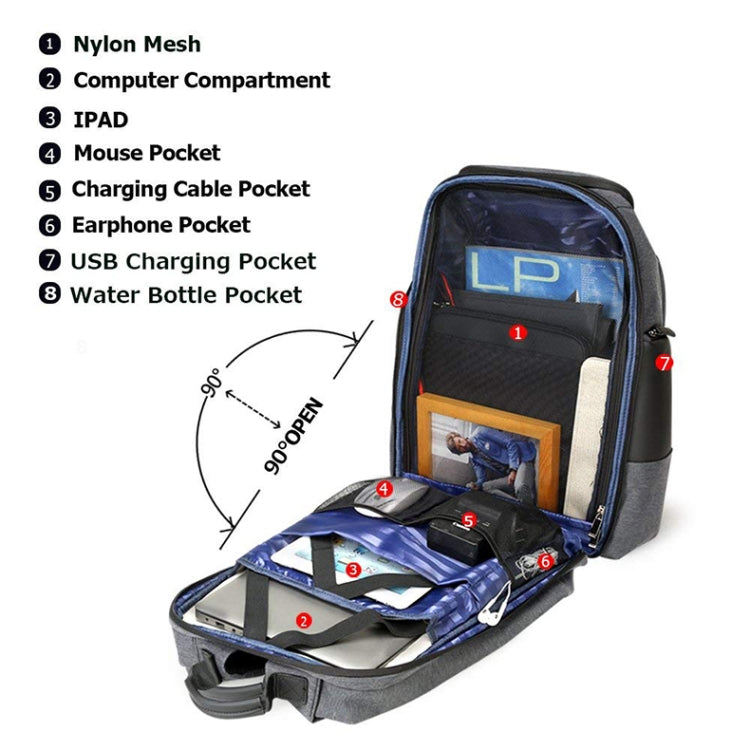 Bopai 851-014518 Business Waterproof Three-layer Large Capacity Double Shoulder Bag,with USB Charging Port, Size: 37x21x47.5cm (Black) - free shipping - PMC Jewellery - Order now!