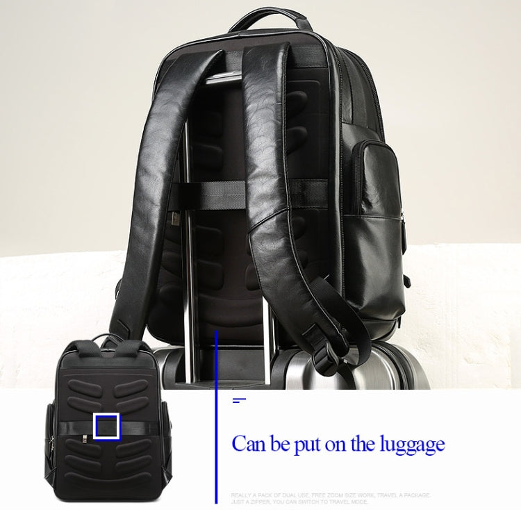 Bopai 851-019811 Large Capacity Anti-theft Waterproof Leathar Backpack Laptop Tablet Bag for 15.6 inch and Below, with USB Charging Port(Black) - free shipping - PMC TechLife - Order now!