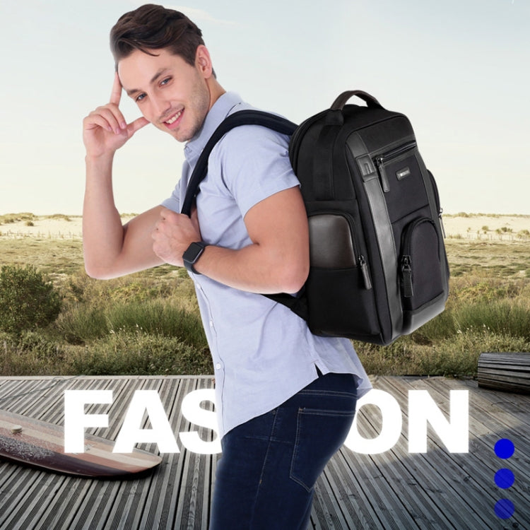 Bopai 851-008821 Outdoor Breathable Waterproof Anti-theft Large Capacity Double Shoulder Bag,with USB Charging Port, Size: 36x17x41.5cm (Black) - free shipping - PMC Jewellery - Order now!