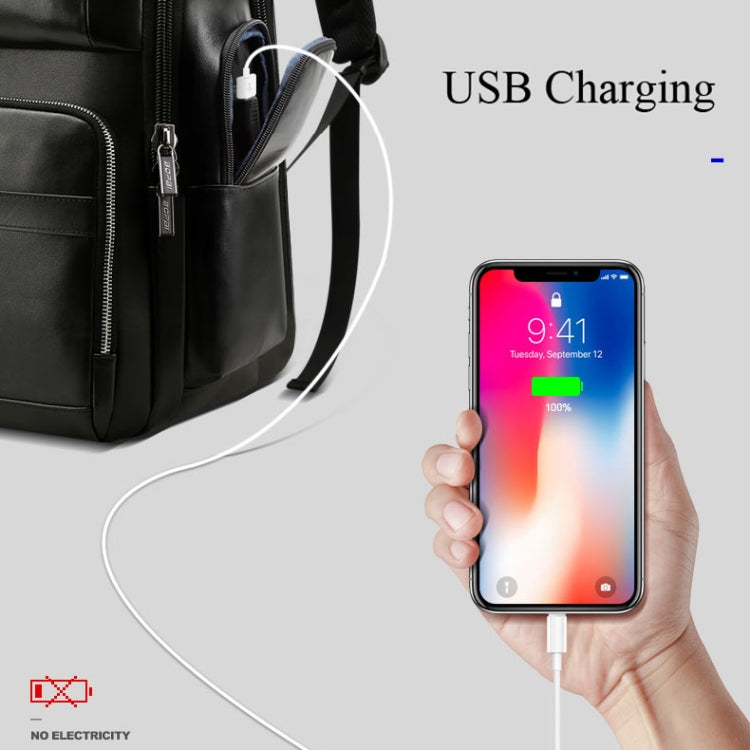 Bopai 851-01981A Top-grain Leather Business Travel Anti-theft Man Backpack, Size: 35x26x44cm - free shipping - PMC TechLife - Order now!