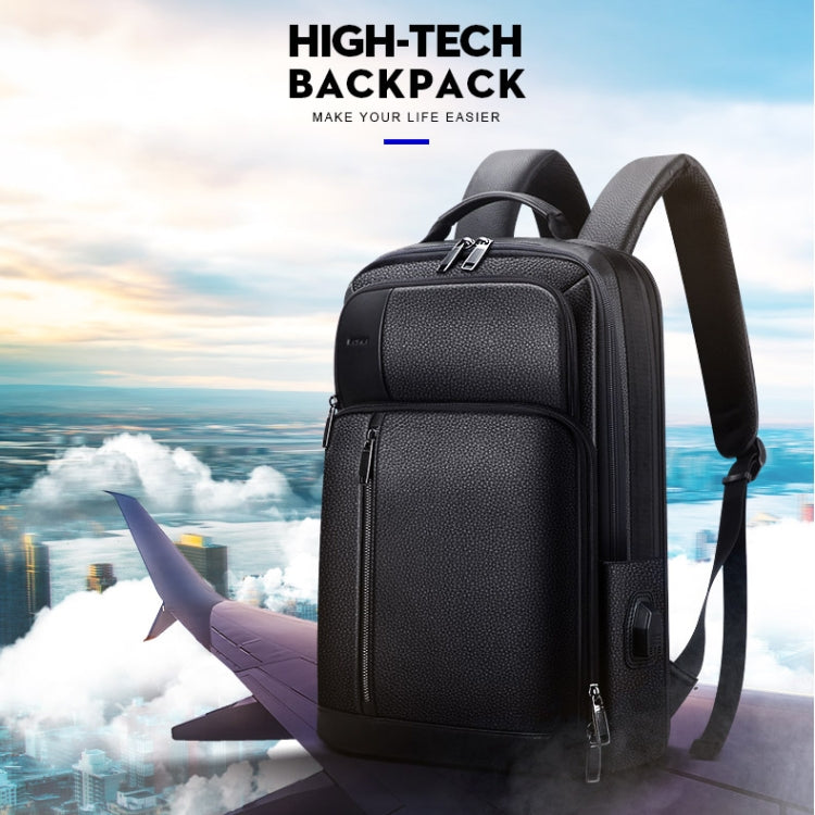 Bopai 851-036611 Large Capacity Top-grain leather Business Breathable Man Backpack, Size: 30x12x43cm(Black) - free shipping - PMC Jewellery - Order now!