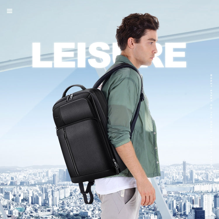 Bopai 851-036611 Large Capacity Top-grain leather Business Breathable Man Backpack, Size: 30x12x43cm(Black) - free shipping - PMC Jewellery - Order now!