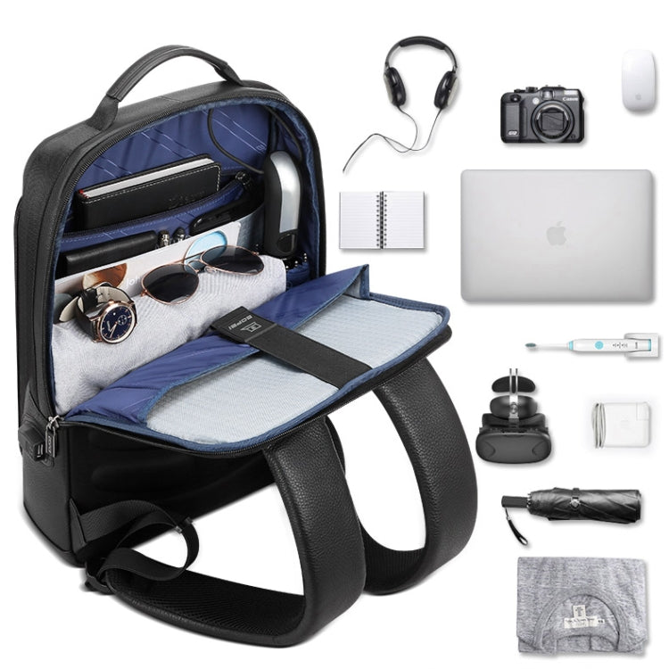 Bopai 851-036611 Large Capacity Top-grain leather Business Breathable Man Backpack, Size: 30x12x43cm(Black) - free shipping - PMC Jewellery - Order now!