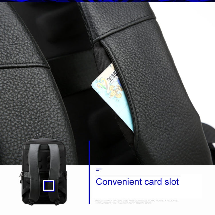 Bopai 851-036611 Large Capacity Top-grain leather Business Breathable Man Backpack, Size: 30x12x43cm(Black) - free shipping - PMC Jewellery - Order now!