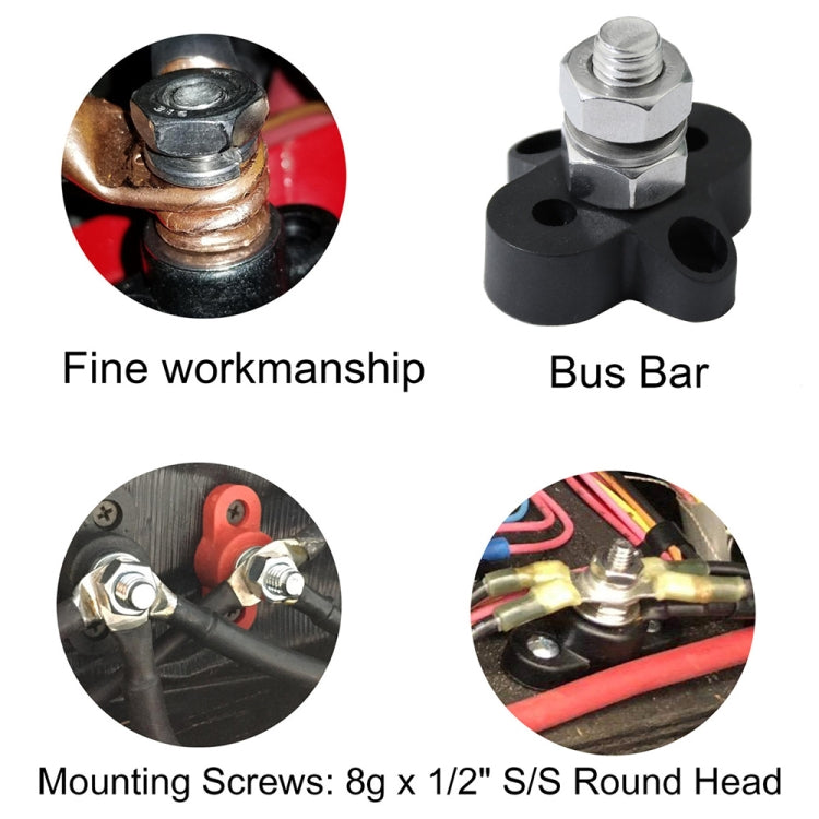 Single Heavy-Duty Terminal Studs Black  M10 Bus Bar for Car / RV / Boat - Booster Cable & Clip by PMC TechLife | Online Shopping South Africa | PMC TechLife | Buy Now Pay Later Mobicred