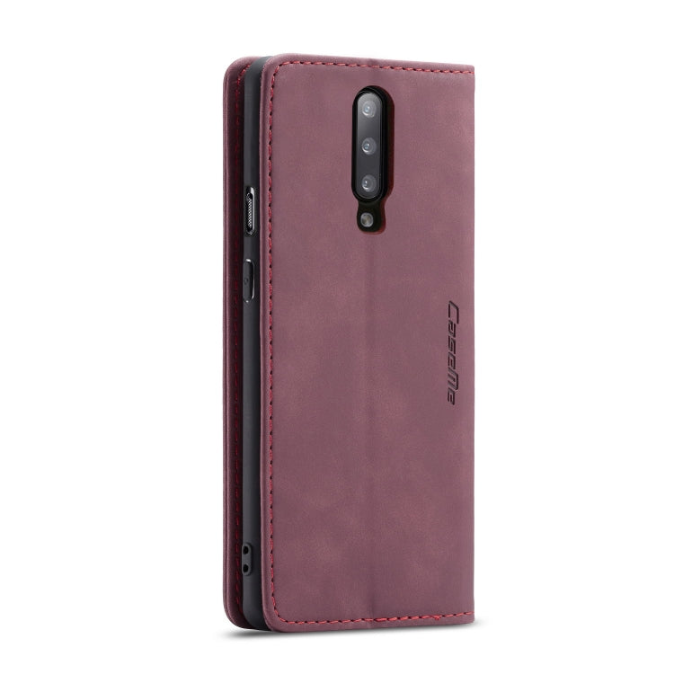 CaseMe-013 Multifunctional Retro Frosted Horizontal Flip Leather Case for OnePlus 7 Pro, with Card Slot & Holder & Zipper Wallet & Photo Frame(Wine Red) - OnePlus Cases by CaseMe | Online Shopping South Africa | PMC Jewellery | Buy Now Pay Later Mobicred