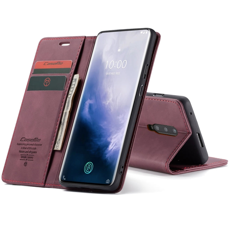 CaseMe-013 Multifunctional Retro Frosted Horizontal Flip Leather Case for OnePlus 7 Pro, with Card Slot & Holder & Zipper Wallet & Photo Frame(Wine Red) - OnePlus Cases by CaseMe | Online Shopping South Africa | PMC Jewellery | Buy Now Pay Later Mobicred