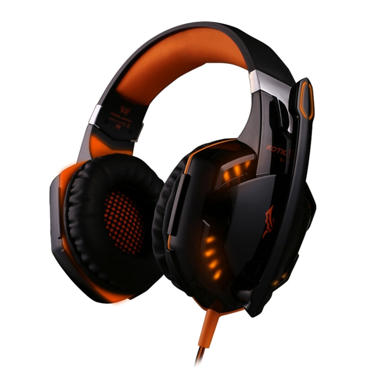 KOTION EACH G2000 Over-ear Game Gaming Headphone Headset Earphone Headband with Mic Stereo Bass LED Light for PC Gamer,Cable Length: About 2.2m(Orange + Black) - free shipping - PMC Jewellery - Order now!
