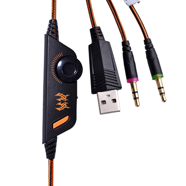 KOTION EACH G2000 Over-ear Game Gaming Headphone Headset Earphone Headband with Mic Stereo Bass LED Light for PC Gamer,Cable Length: About 2.2m(Orange + Black) - free shipping - PMC Jewellery - Order now!