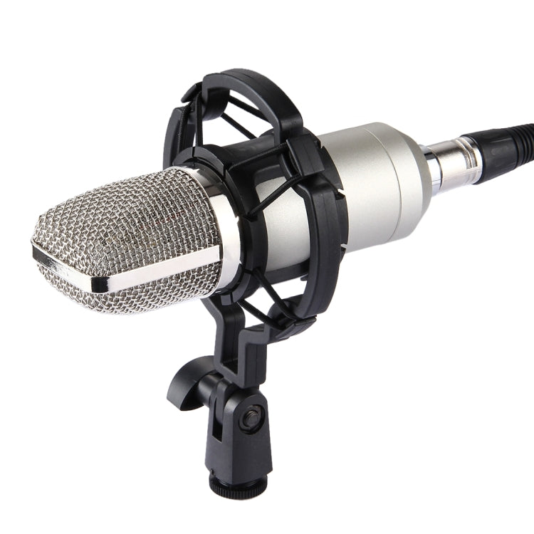 FIFINE F-700 Professional Condenser Sound Recording Microphone with Shock Mount for Studio Radio Broadcasting & Live Boardcast, 3.5mm Earphone Port, Cable Length: 2.5m(Silver) - Microphone by PMC TechLife | Online Shopping South Africa | PMC TechLife | Buy Now Pay Later Mobicred