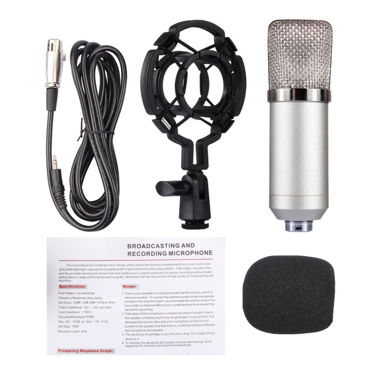 FIFINE F-700 Professional Condenser Sound Recording Microphone with Shock Mount for Studio Radio Broadcasting & Live Boardcast, 3.5mm Earphone Port, Cable Length: 2.5m(Silver) - Microphone by PMC TechLife | Online Shopping South Africa | PMC TechLife | Buy Now Pay Later Mobicred