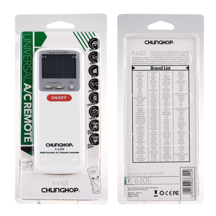 CHUNGHOP K-630E Universal LCD Air-Conditioner Remote Controller - Air-Conditioner by CHUNGHOP | Online Shopping South Africa | PMc TechLife | Buy Now Pay Later Mobicred