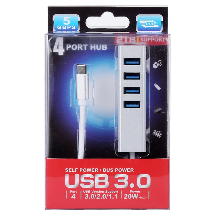 5Gbps Super Speed Self / Bus Power 4 Ports USB 3.0 to USB-C / Type-C HUB Converter (Silver) - USB HUB by PMC TechLife | Online Shopping South Africa | PMC TechLife | Buy Now Pay Later Mobicred