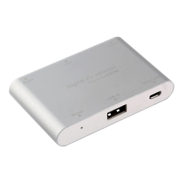 P27 Metal Cover Micro USB to HDMI + VGA HDTV Converter Digital AV Adapter, Power by EZCast, Support iOS / Android / Windows System(Silver) - Adapter by PMC Jewellery | Online Shopping South Africa | PMC Jewellery | Buy Now Pay Later Mobicred