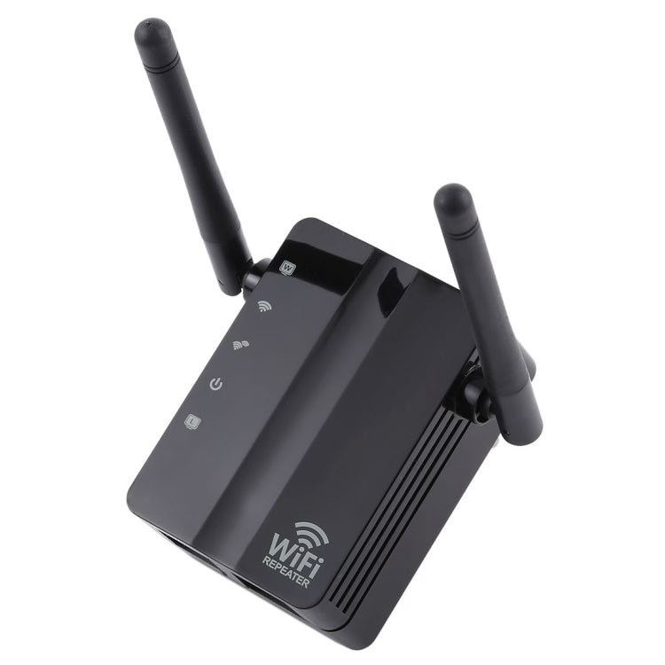 300Mbps Wireless-N Range Extender WiFi Repeater Signal Booster Network Router with 2 External Antenna, EU Plug(Black) - Broadband Amplifiers by PMC Jewellery | Online Shopping South Africa | PMC Jewellery | Buy Now Pay Later Mobicred