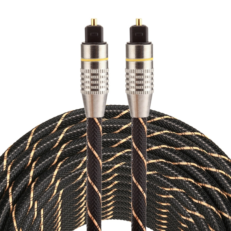 15m OD6.0mm Gold Plated Metal Head Woven Net Line Toslink Male to Male Digital Optical Audio Cable - free shipping - PMC Jewellery - Order now!