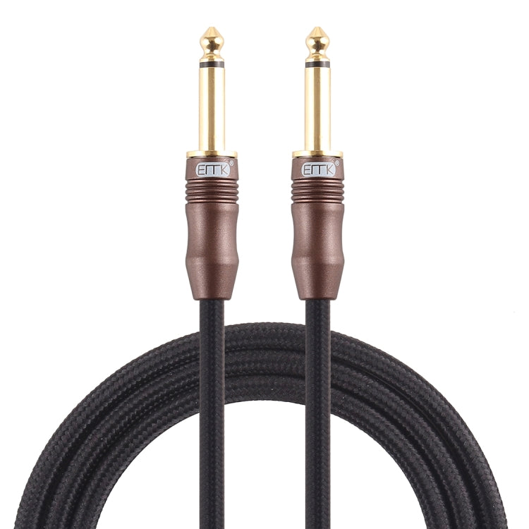 EMK 6.35mm Male to Male 3 Section Gold-plated Plug Cotton Braided Audio Cable for Guitar Amplifier Mixer, Length: 1.5m(Black) - free shipping - PMC TechLife - Order now!
