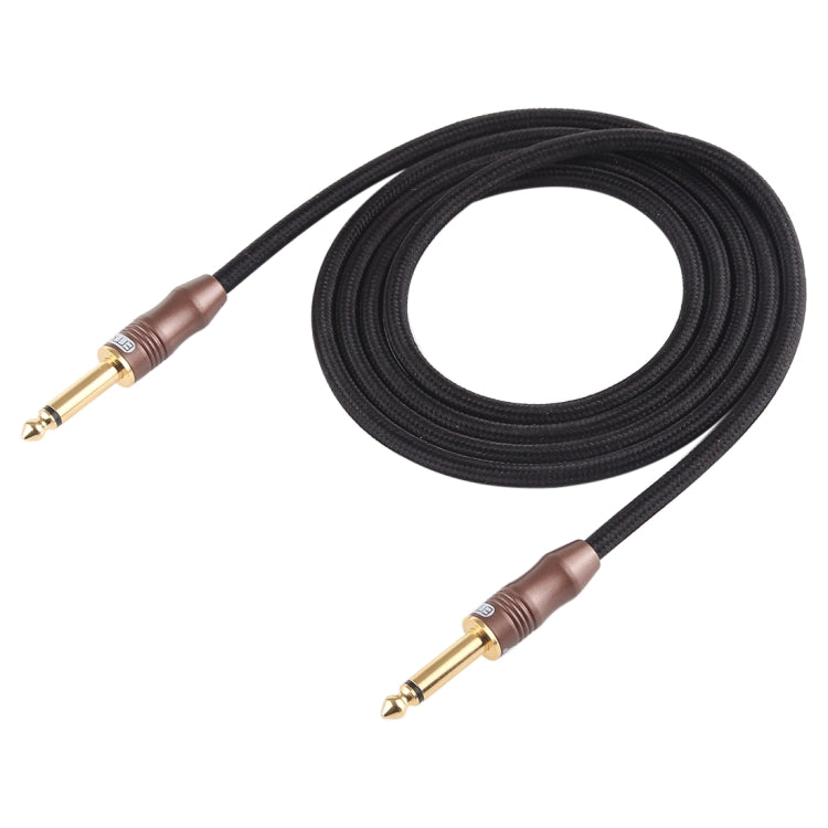 EMK 6.35mm Male to Male 3 Section Gold-plated Plug Cotton Braided Audio Cable for Guitar Amplifier Mixer, Length: 1.5m(Black) - free shipping - PMC TechLife - Order now!