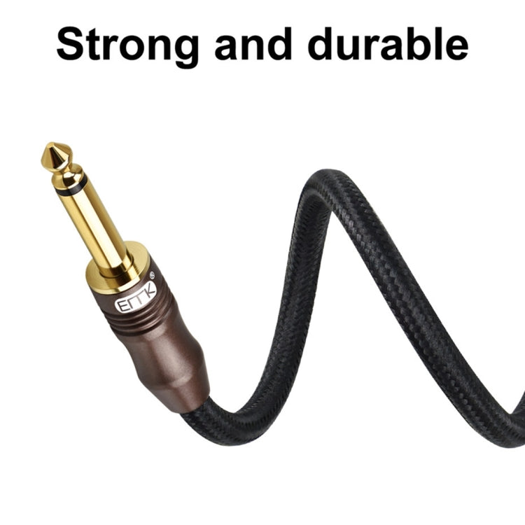 EMK 6.35mm Male to Male 3 Section Gold-plated Plug Cotton Braided Audio Cable for Guitar Amplifier Mixer, Length: 1.5m(Black) - free shipping - PMC TechLife - Order now!