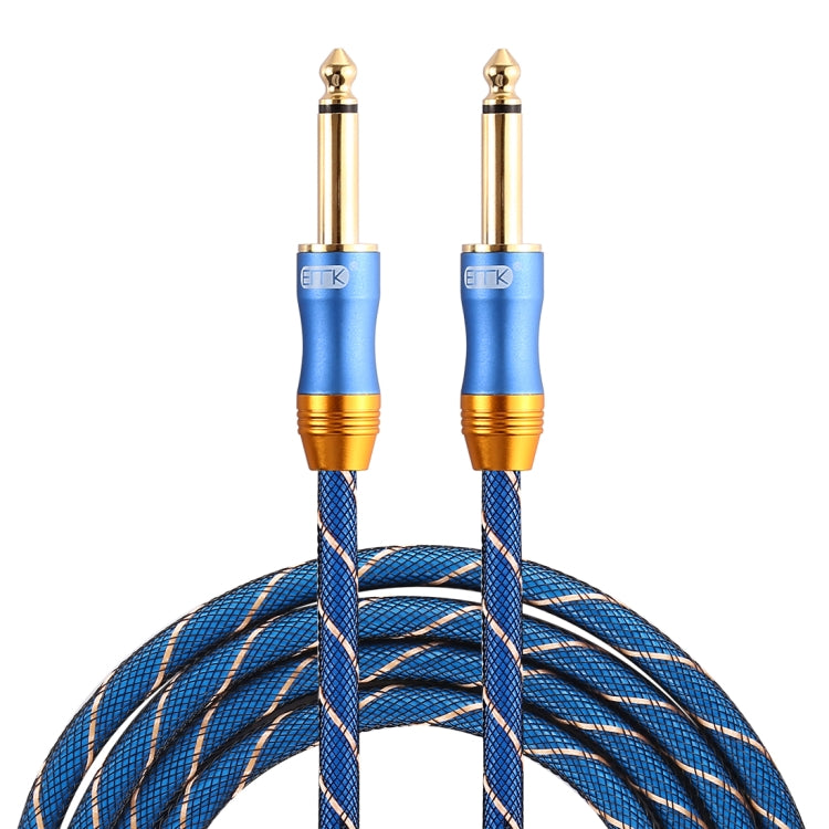 EMK 6.35mm Male to Male 3 Section Gold-plated Plug Grid Nylon Braided Audio Cable for Speaker Amplifier Mixer, Length: 1.5m(Blue) - Microphone Audio Cable & Connector by EMK | Online Shopping South Africa | PMC TechLife | Buy Now Pay Later Mobicred