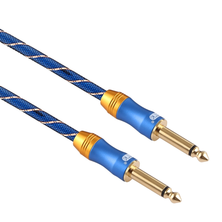 EMK 6.35mm Male to Male 3 Section Gold-plated Plug Grid Nylon Braided Audio Cable for Speaker Amplifier Mixer, Length: 1.5m(Blue) - Microphone Audio Cable & Connector by EMK | Online Shopping South Africa | PMC TechLife | Buy Now Pay Later Mobicred