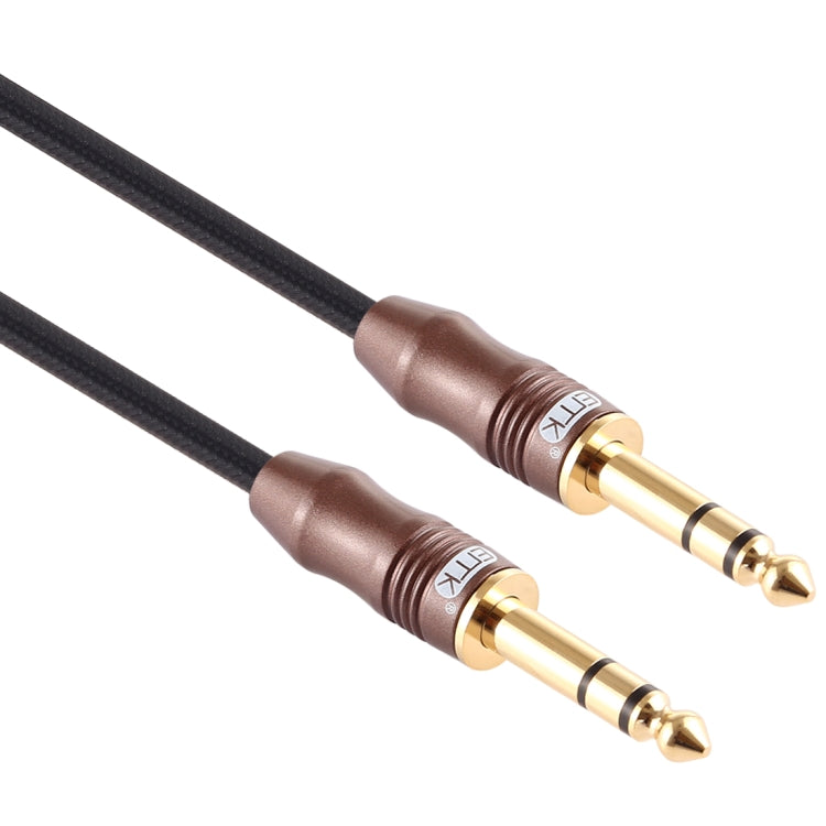 EMK 6.35mm Male to Male 4 Section Gold-plated Plug Cotton Braided Audio Cable for Guitar Amplifier Mixer, Length: 2m(Black) - Microphone Audio Cable & Connector by EMK | Online Shopping South Africa | PMC TechLife | Buy Now Pay Later Mobicred