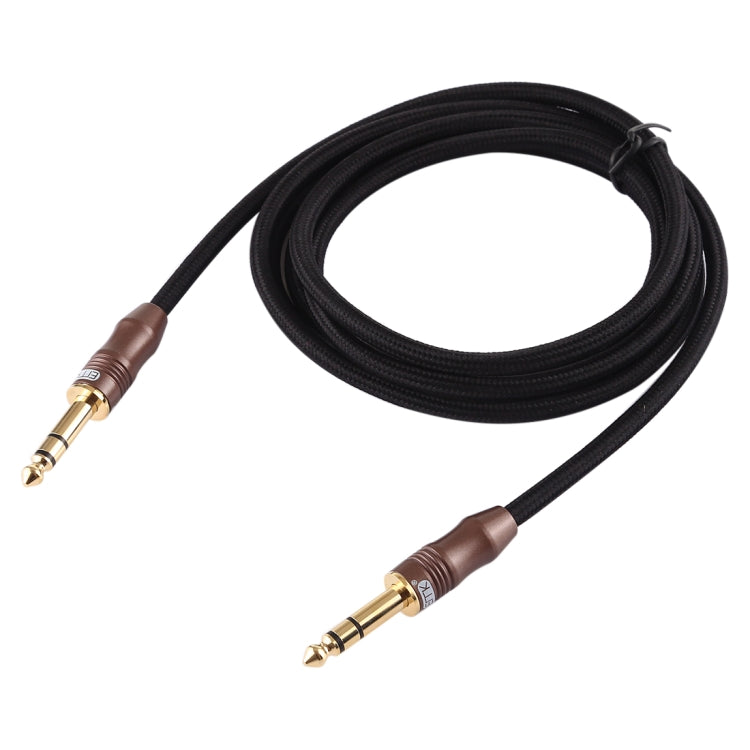 EMK 6.35mm Male to Male 4 Section Gold-plated Plug Cotton Braided Audio Cable for Guitar Amplifier Mixer, Length: 2m(Black) - Microphone Audio Cable & Connector by EMK | Online Shopping South Africa | PMC TechLife | Buy Now Pay Later Mobicred