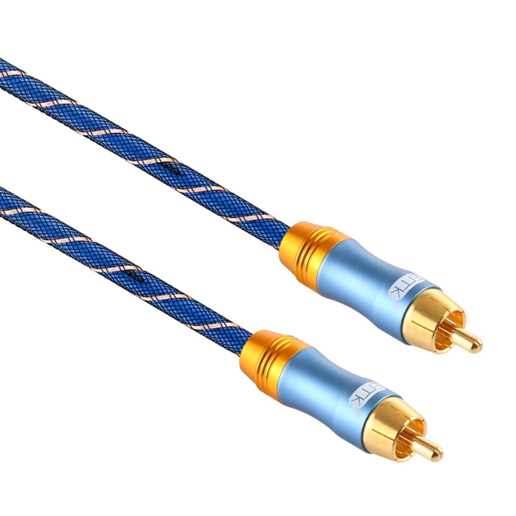 EMK 8mm RCA Male to 6mm RCA Male Gold-plated Plug Grid Nylon Braided Audio Coaxial Cable for Speaker Amplifier Mixer, Length: 2m(Blue) - Microphone Audio Cable & Connector by EMK | Online Shopping South Africa | PMC TechLife | Buy Now Pay Later Mobicred