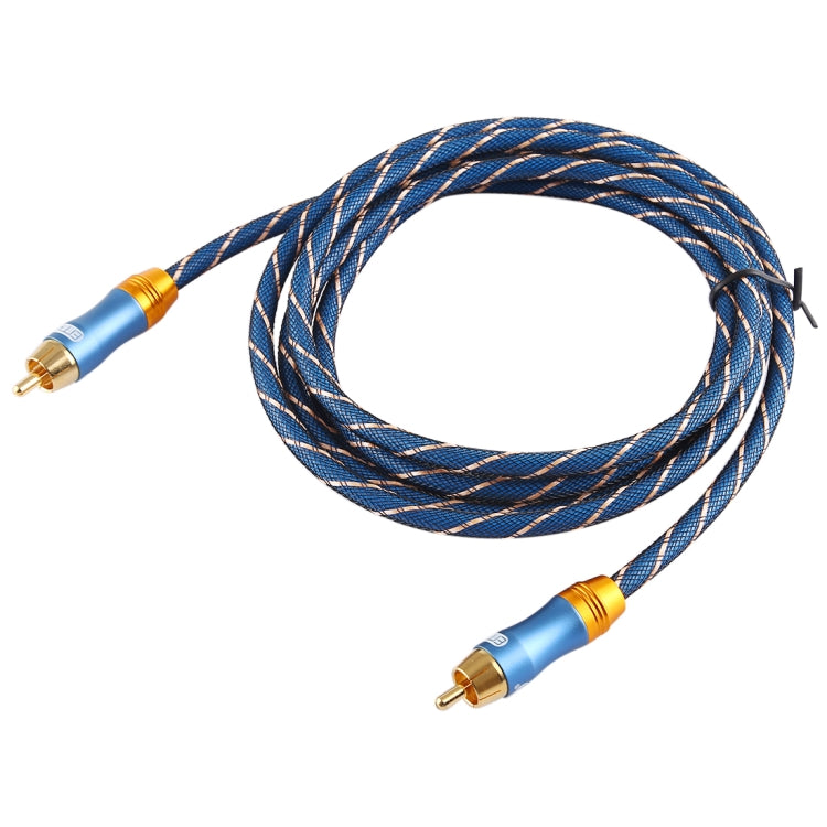 EMK 8mm RCA Male to 6mm RCA Male Gold-plated Plug Grid Nylon Braided Audio Coaxial Cable for Speaker Amplifier Mixer, Length: 2m(Blue) - Microphone Audio Cable & Connector by EMK | Online Shopping South Africa | PMC TechLife | Buy Now Pay Later Mobicred