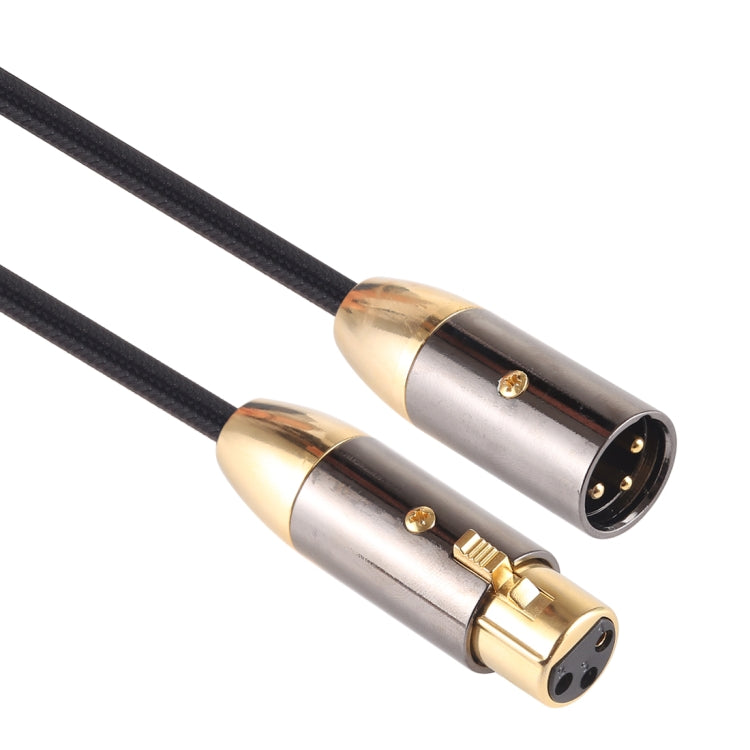 EMK XLR Male to Female Gold-plated Plug Cotton Braided Cannon Audio Cable for XLR Jack Devices, Length: 1m(Black) - free shipping - PMC TechLife - Order now!