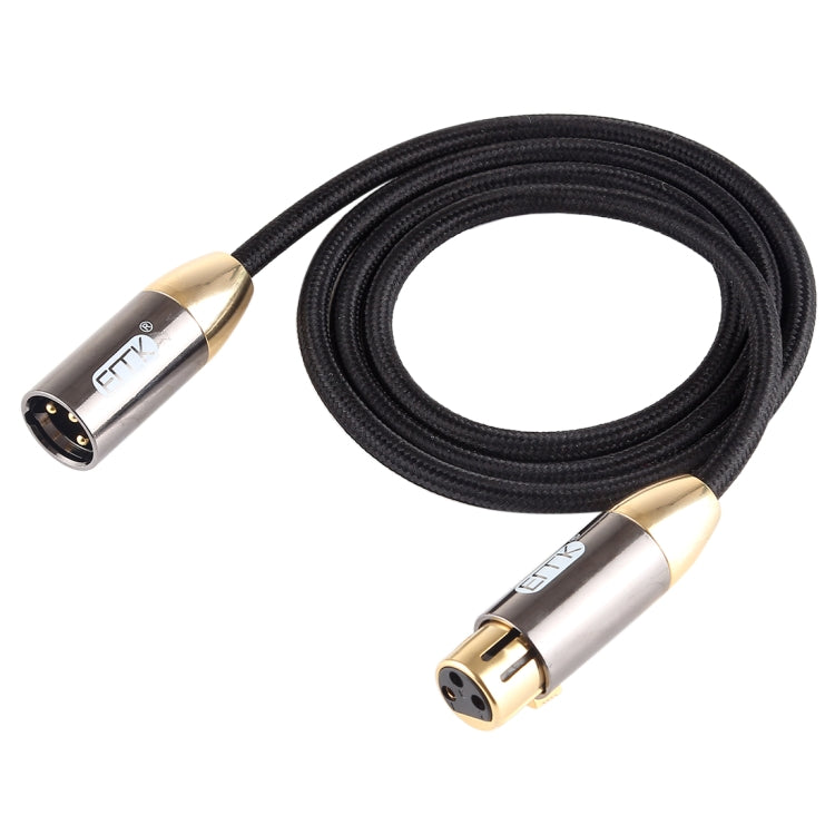 EMK XLR Male to Female Gold-plated Plug Cotton Braided Cannon Audio Cable for XLR Jack Devices, Length: 1m(Black) - free shipping - PMC TechLife - Order now!