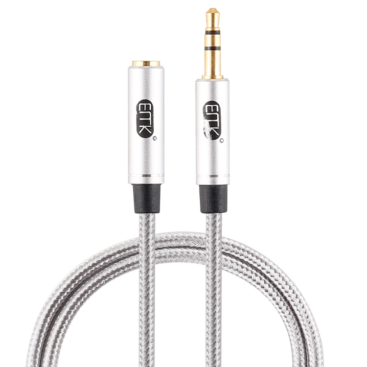 EMK 3.5mm Male to Female Gold-plated Plug Cotton Braided Audio Cable for Speaker / Notebooks / Headphone, Length: 0.5m(Grey) - free shipping - PMc TechLife - Order now!