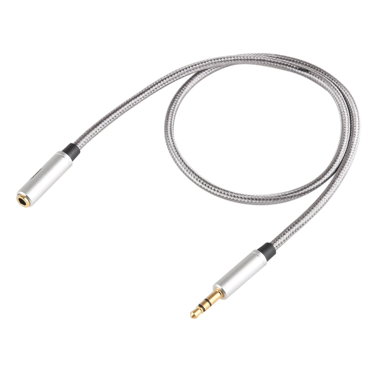 EMK 3.5mm Male to Female Gold-plated Plug Cotton Braided Audio Cable for Speaker / Notebooks / Headphone, Length: 0.5m(Grey) - free shipping - PMc TechLife - Order now!